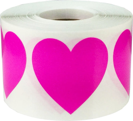 Hot Pink Heart Stickers Valentine's Day Crafting Scrapbooking 1.5 Inch 500 Adhesive Stickers Hot Pink