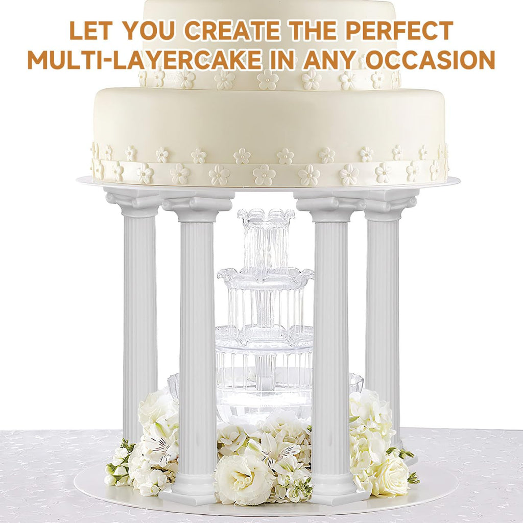8PCS Cake Support Rods White Plastic Roman Column Cake Pillars, 7in