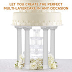 VOSAREA 8pcs 7-Inch Roman Column Cake Pillars Set for Wedding and Birthday Cakes - Plastic Tiered Cake Stand Supports Elegant Decoration Accessories