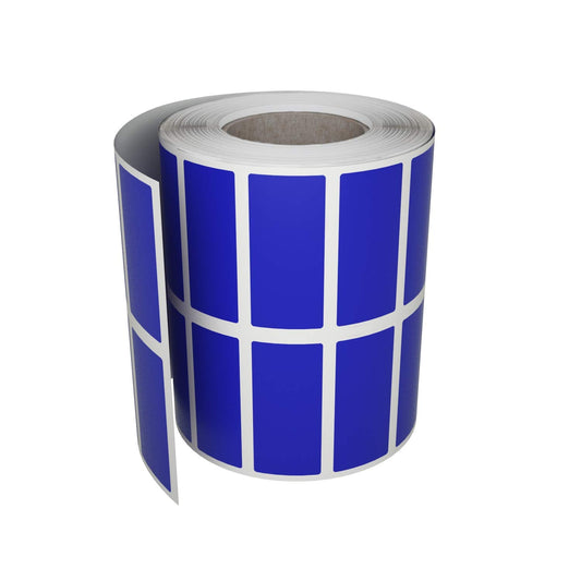 Royal Green Blue Rectangle Labels Stickers Rolls with Permanent Adhesive 25mmx10mm - 1400 Pack