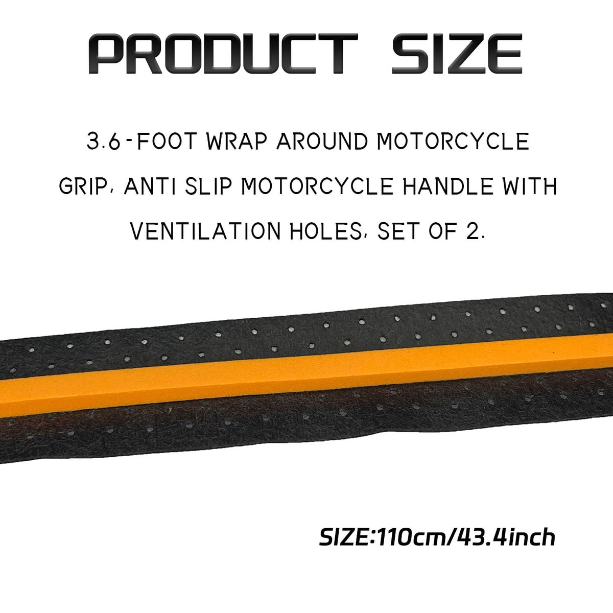 Motorcycle Handlebar Grips Tape, Non-Slip Soft Silicone Grips Tape for Motorcycle Handle Bar, 3.6Ft Wrap-Around Hand Grip with Air Vent Holes Universal for Dirt Bike Scooter Accessories(2PCS) 2PCS