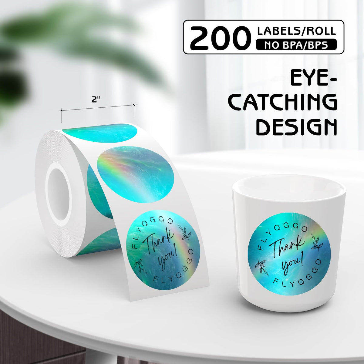 2 inch Round Holographic Thermal Labels 200pcs/roll & 500pcs/roll
