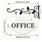 Office Door Sign 12" x 7.48" Wall-Mounted Office Sign for Wall Outdoor Double-Sided Metal Hanging Business Signs for Hallway, Church, School, Hotel,Farmhouse (WHITE-OFFICE) WHITE-OFFICE