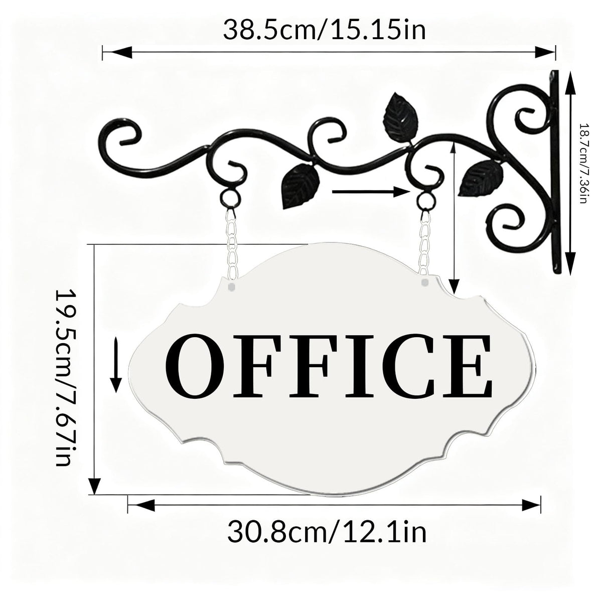 Office Door Sign 12" x 7.48" Wall-Mounted Office Sign for Wall Outdoor Double-Sided Metal Hanging Business Signs for Hallway, Church, School, Hotel,Farmhouse (WHITE-OFFICE) WHITE-OFFICE