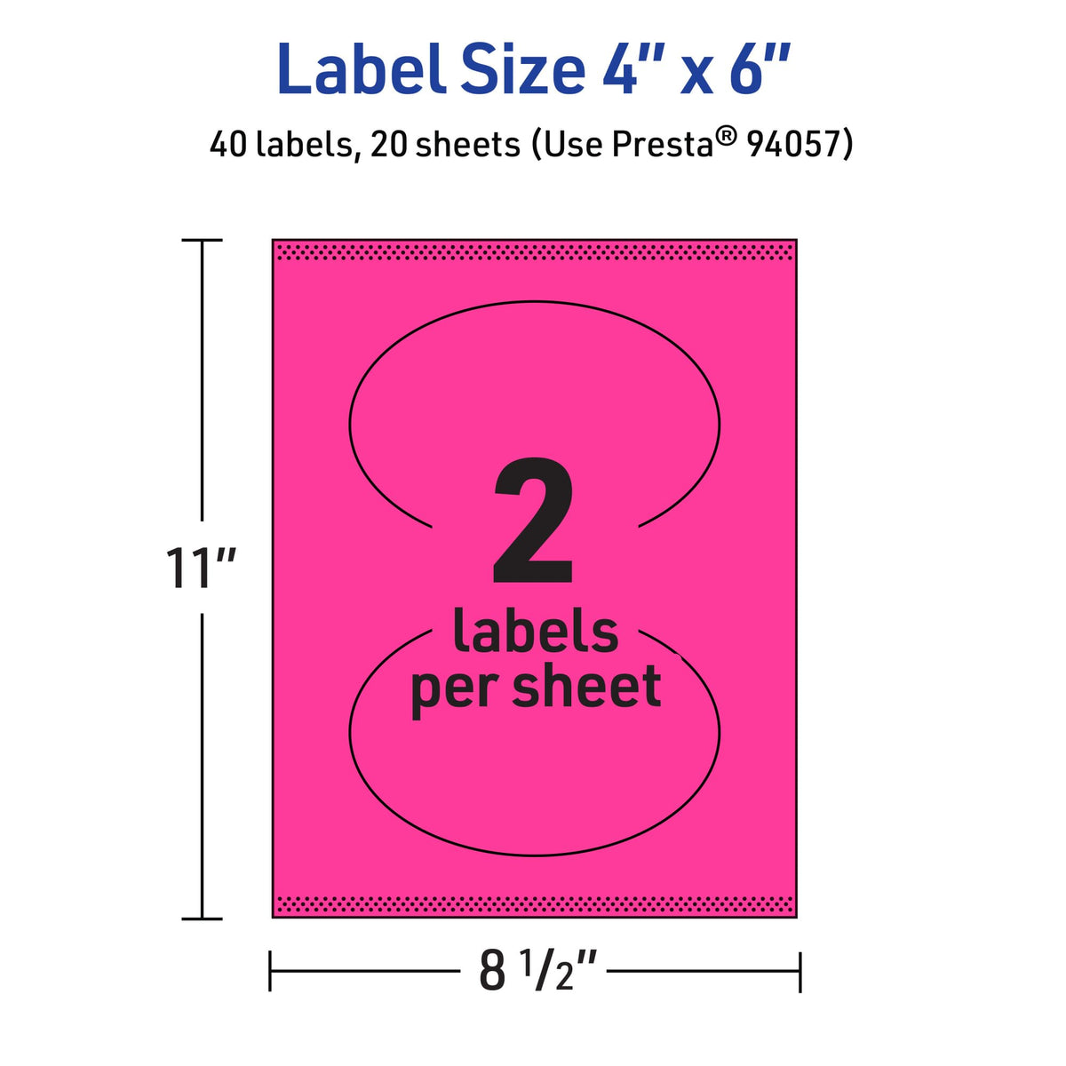 Avery Printable Oval Labels, Sure Feed Technology, 4" x 6", Neon Magenta Labels, Print-to-The-Edge, Laser/Inkjet Printable, 40 Total, Great for Packaging and Candles 40 labels