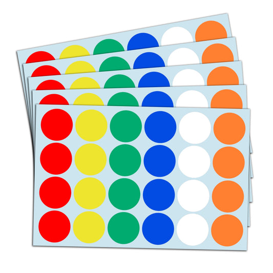 960 Pieces - 1" Colored Dot Stickers, Garage/Yard Sale Price Stickers - 6 Colors 960 Pieces