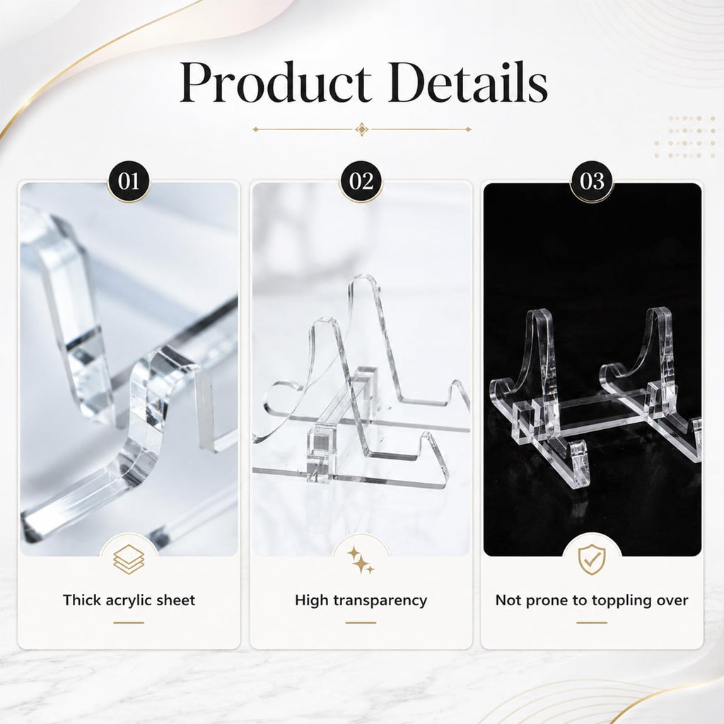 2-Pack Clear Acrylic small plate stands for display 2.36 Inch
