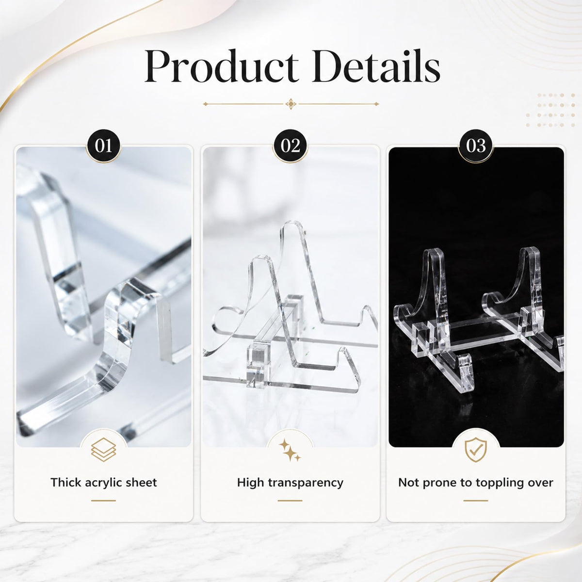 2-Pack Clear Acrylic small plate stands for display 2.36 Inch