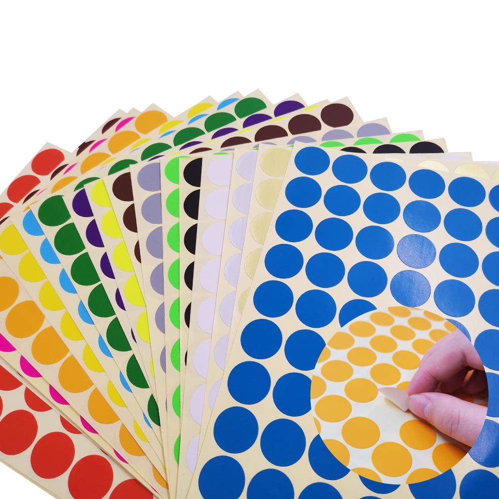 SourceTon 2800-Pack 3/4 Inch Round Color Coding Dots - 20 Vibrant Neon Colors, Removable Sticker Labels (70 per Sheet)