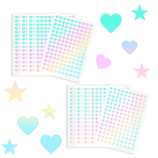 1500 Pcs Small Star Stickers Self-Adhesive Holographic for Kids Reward, Foil Mini Cute Five Pointed Pastel Stars Heart Stickers for DIY Classroom Reward (Laser Silverf) 0.39in