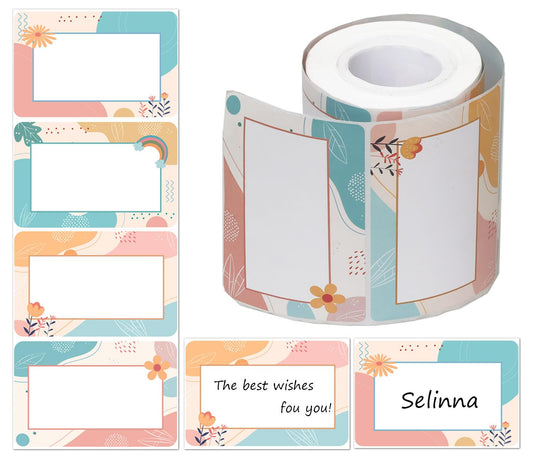 300 Pcs Boho Name Tag Stickers Self Adhesive Colorful Name Labels Nametags Labels for Classroom,Teachers,Office,Home .4 Different Designs 3.5"X 2.25"