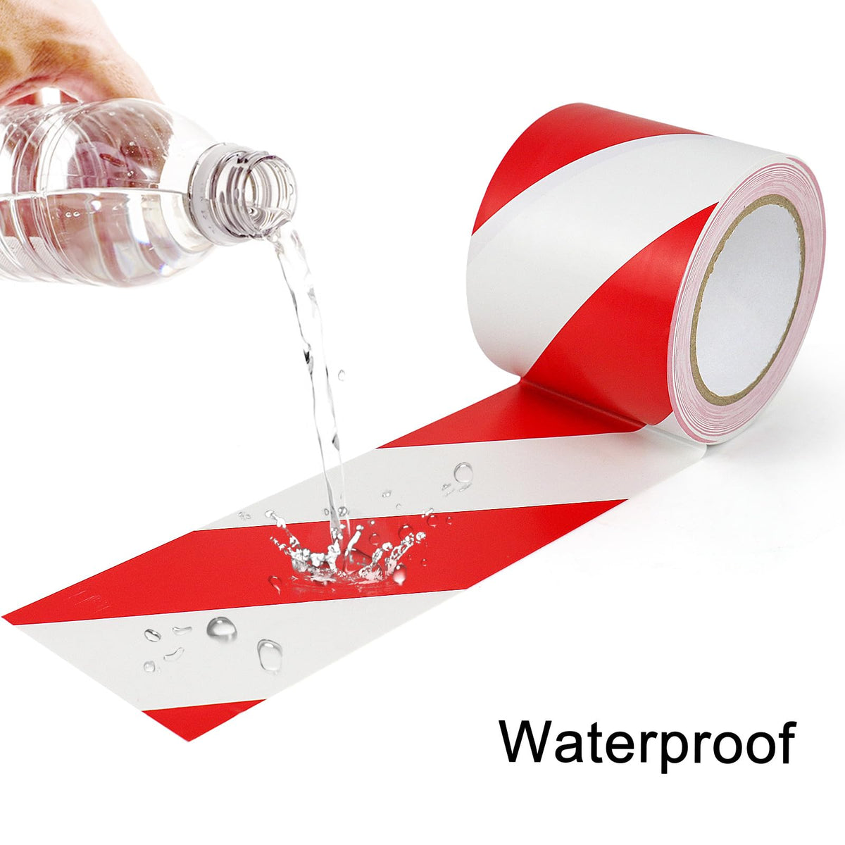 BOMEI PACK Floor Marking Tape 4 Inch x 108FT Red & White Warning Safety Stripe Tape for Walls, Floors, Pipes, Warterproof Caution Tape Ideal for Marking Hazardous Areas, Equipment