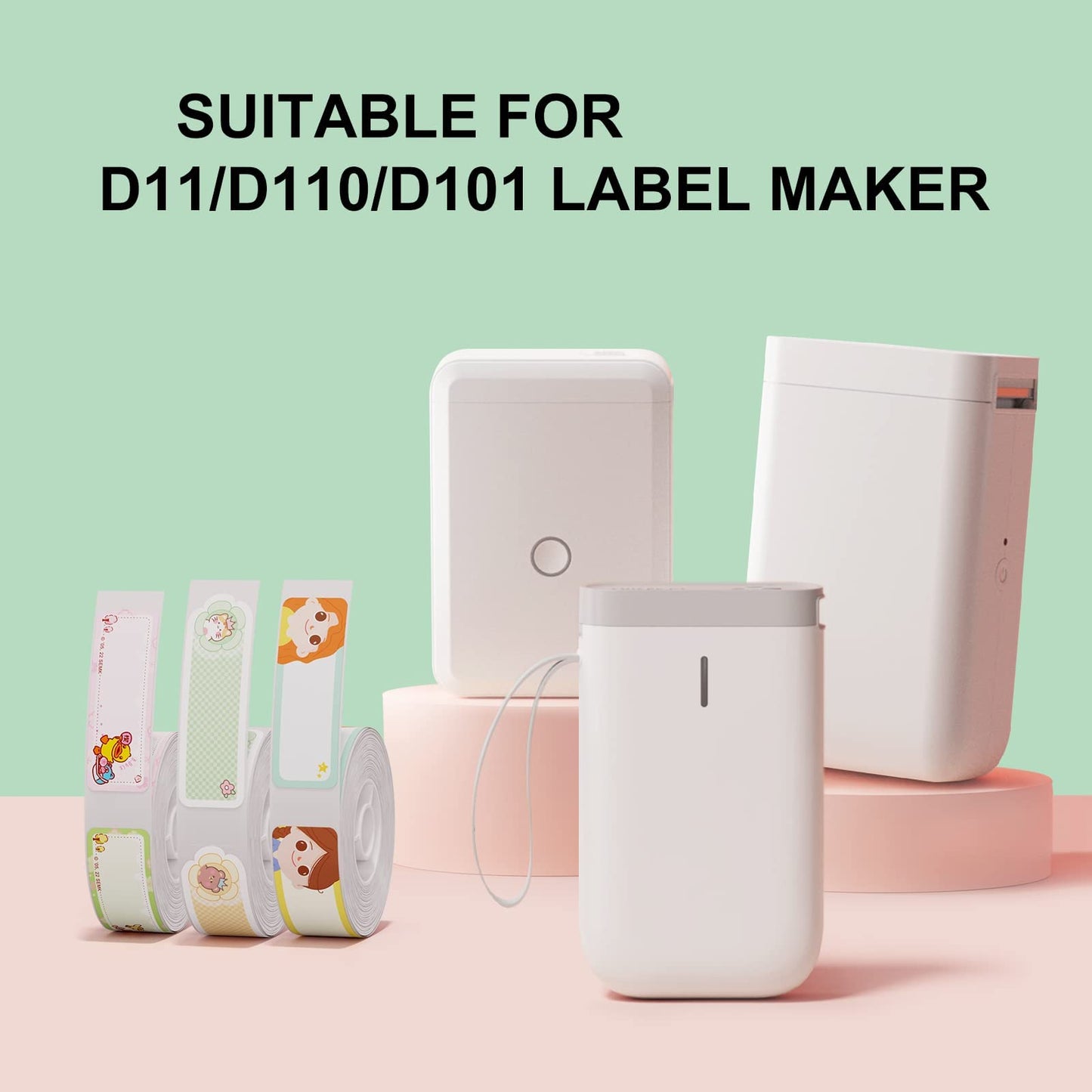 D11 D110 D101 White Label Paper, Adapted Label Print Paper, (3 Rolls) Thermal Sticker Paper 0.59" x 1.96" Waterproof Self Adhesive Labeling Tape(3 Rolls, White) 3*0.59" x 1.96"
