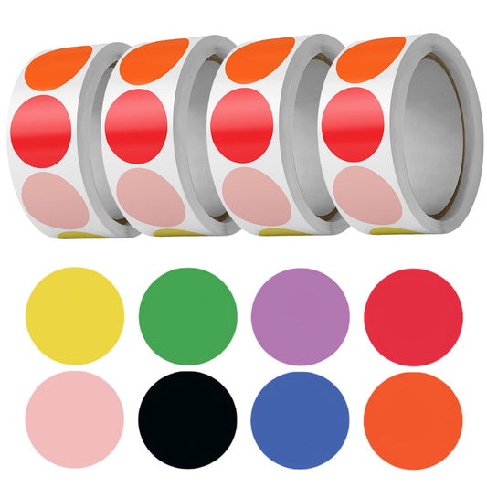 1 Inch Round Colored Dot Stickers, 2000 Pcs Coding Circle Dot Labels, Yitco Self-Adhesive Colorful Coding Labels Stickers for Students Classroom, Office, Home, File Classfication, 8 Colors, 4 Rolls