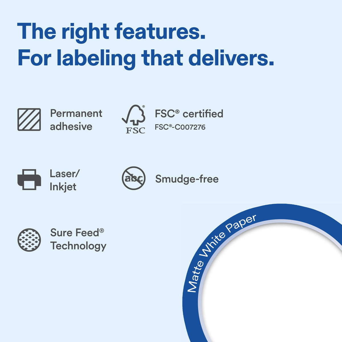 Avery® Matte White Rectangle Labels, 5" x 6", 50 Total 50 labels