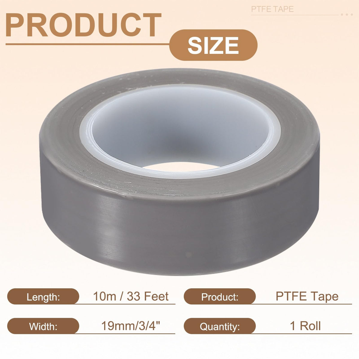 PATIKIL 3/4" x 33ft Heat Resistant Tape, High Temperature Tape PTFE Adhesive High Heat Tape Waterproof Smooth Surface for Vacuum Sealer Machine Insulation Protection, 0.13mm Thick, 1PCS 0.13x19mm
