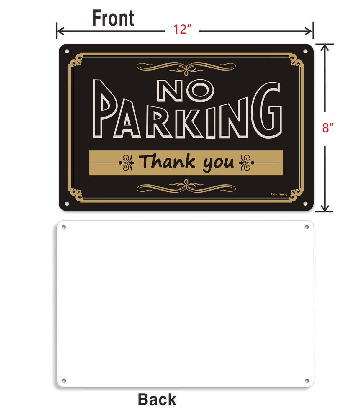 2 Pack No Parking Thank You Signs 12 x 8 Inches Metal Do Not Park Signs Reflective Sturdy Rust Aluminum UV Protected Waterproof Easy to Install Outdoor Use B