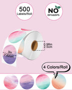 Round Thermal Labels, Thermal Printer Labels use for Barcode, Shipping, Customized, Circle Direct Thermal Stickers Label for Printer, 500PCS/ 1 Roll, 3 inch, Gradient Purple
