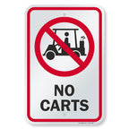 SmartSign - K-8348-AL-12x18 "No Carts" Golf Course Sign | 12" x 18" Aluminum Black/Red on White