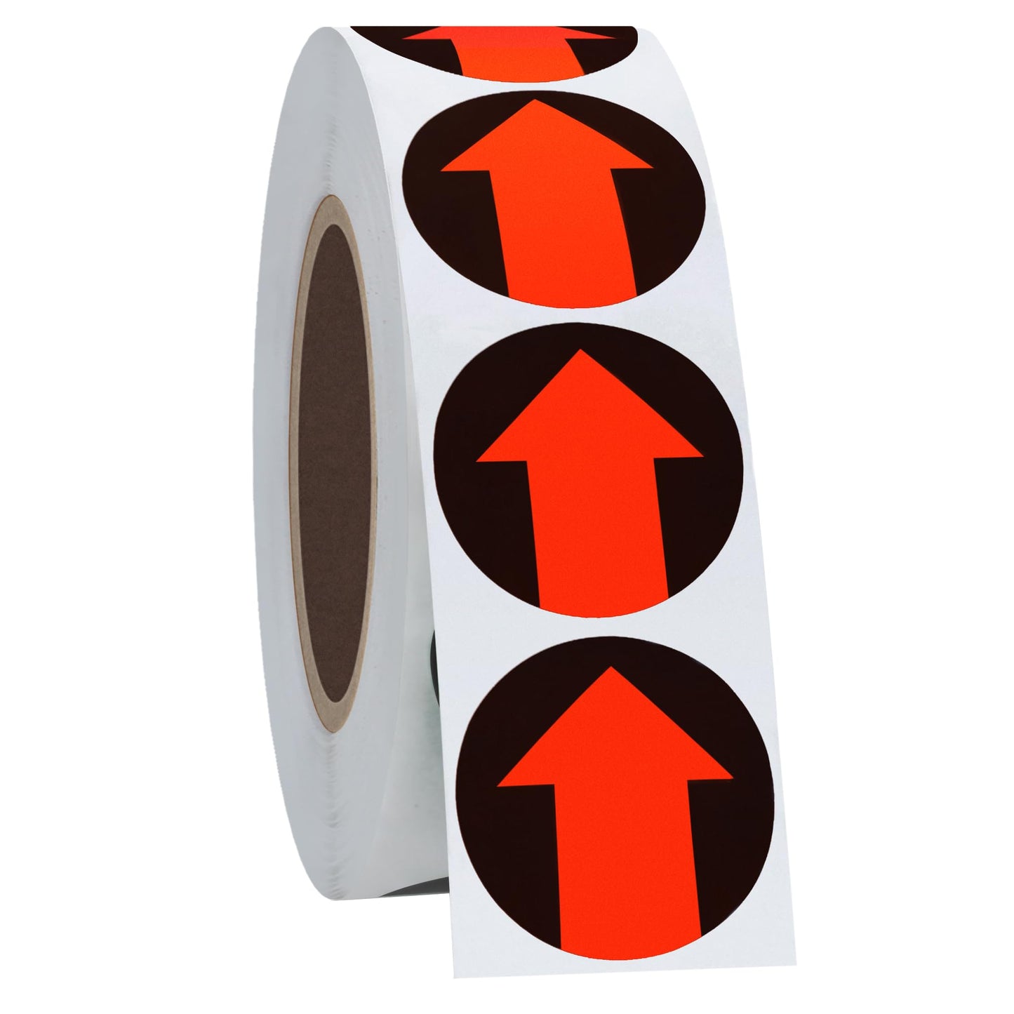 Hybsk 1 inch Arrow Dot Labels Fluorescent Red-Orange print on Black Total 1,000 Labels Per Roll