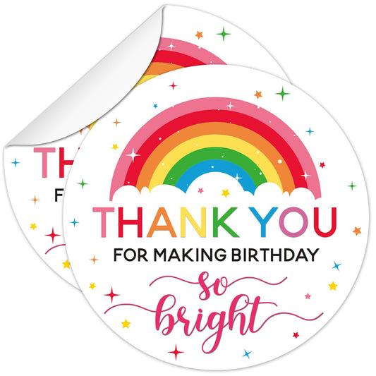 50 Pcs Watercolor Rainbow Thank You Stickers - 2 Inches Self Adhesive Round Label Stickers - Birthday Party Thank You Sticker Labels for Envelope, Packaging,Birthday,Wedding, Baby Shower Favors.