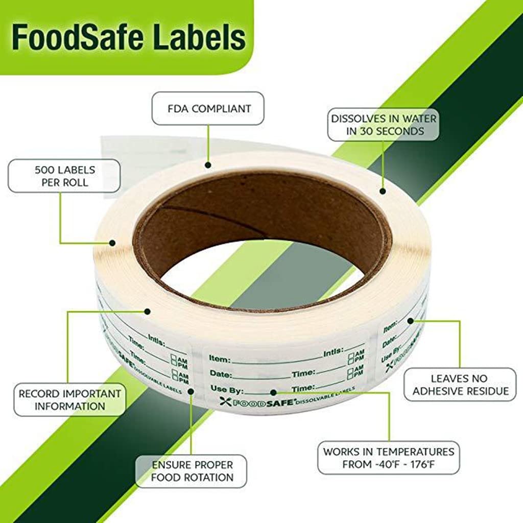 Food Storage Labels,Removale Dissolvable Food Preservation Sticker Label to Glass Plastic Metal Food Containers Jars for Kitchen Restaurant Food Storage Organization(500pcs,2x1) Style-1