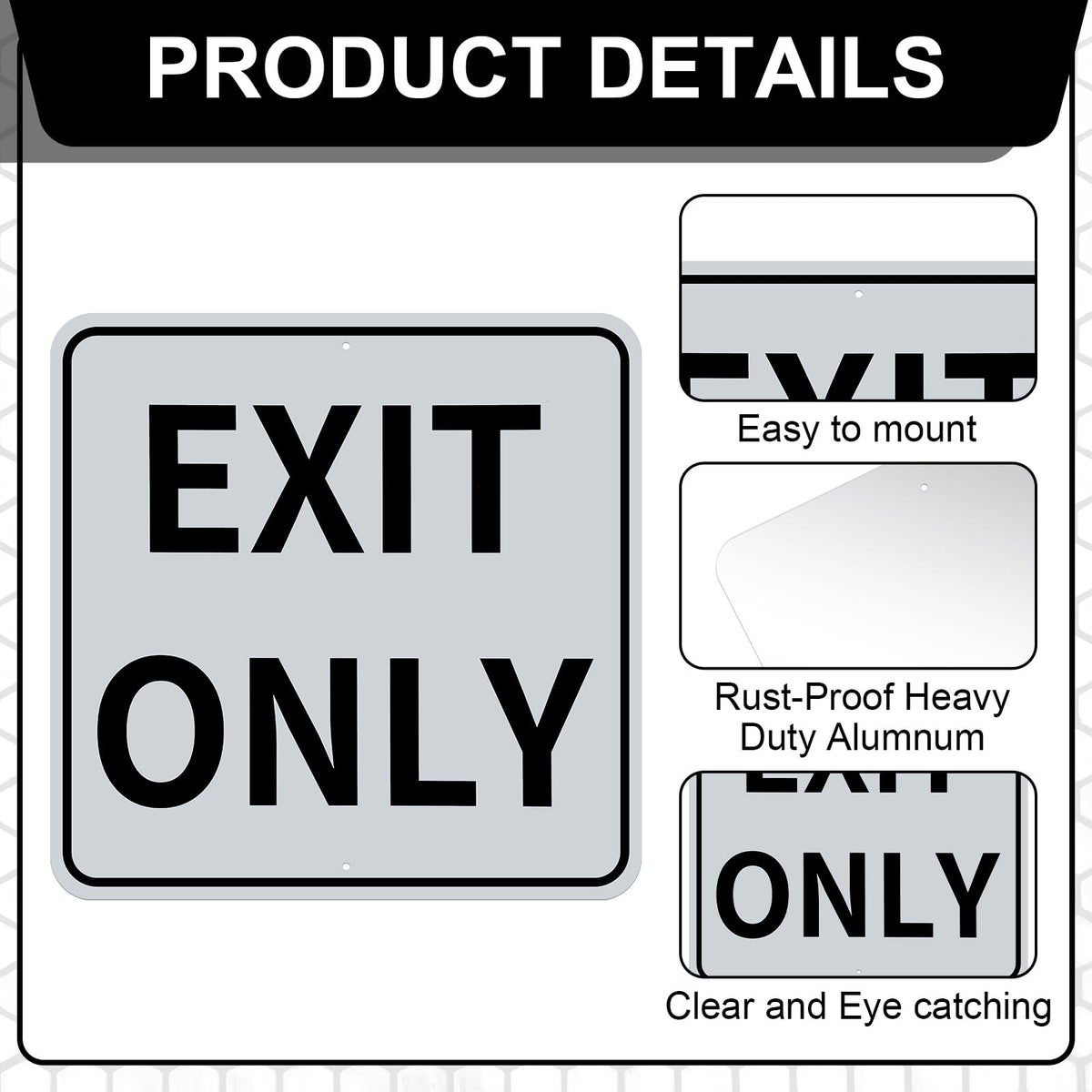 Colingmill Exit Only Metal Sign 18 x 18 Inch Heavy Duty Aluminum Traffic