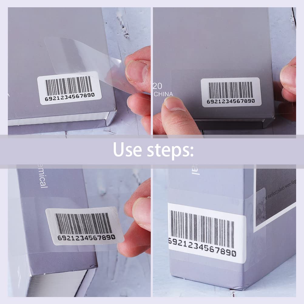 500 PCS Clear Labels Clear Stickers Label Protectors for Protecting Barcodes, Books, Numbers Waterproof Labels for Laboratory, Library, Office, Supermarket (3.15×1.2inch) 3.15×1.2inch