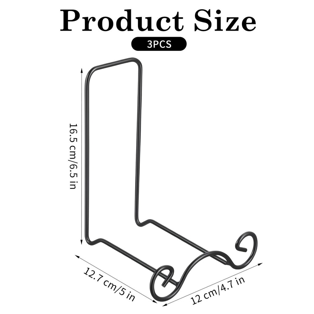3Pcs Bowl Deep Platter Stand Metal Scroll Display Rack, Iron Metal Bowl Display Stand Decorative Holder for Bowls, Plates, Picture Frames, Black, 4.7" x 5" x 6.5" Each