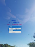 Blue 2x2 inch Poskornwel "Next Service Due" static cling labels for oil change reminders, 60 pack easy to remove windshield stickers