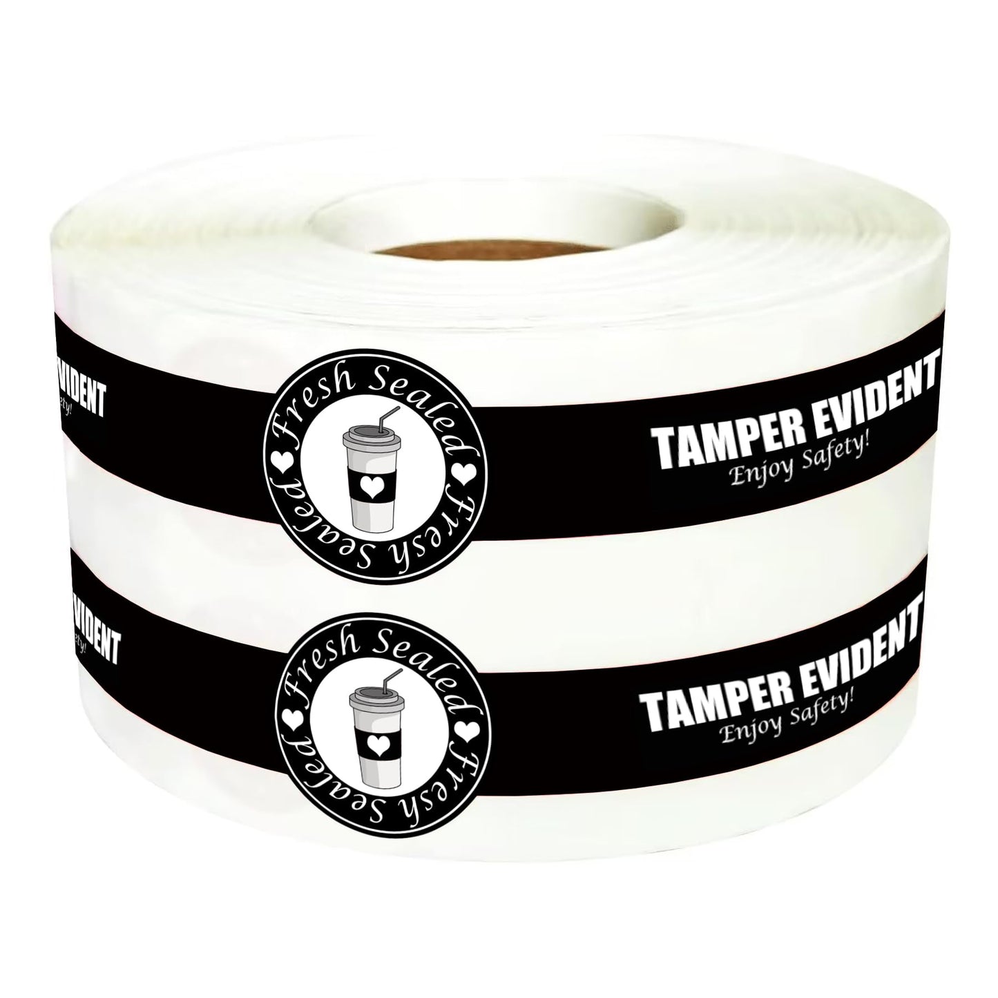 Safe Secure Tamper Evident Seals for Christmas Drink Beverage Lids 1" x 9" Sealed for Freshness Labels Food Delivery Safety Stickers for Coffee Milk Tea Ice Cream Seal 250pcs (Black) Black