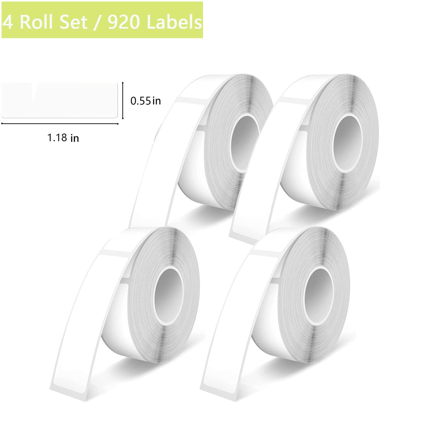 D30 Labels Label Maker Tape 920 PCS Compatible with D30 Laminated Office Labeling Sticker Replacement, 14mm x 30mm (0.55 x 1.18 Inch), Waterproof Adhesive Label Printer Tape Paper 4-Roll 0.55x1.18 in White