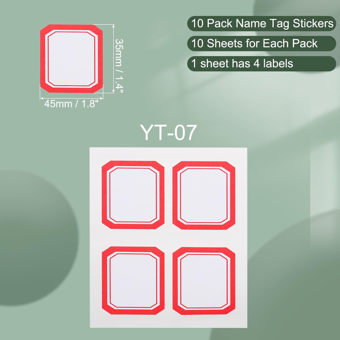 M&G 400 Pcs Name Tag Stickers, Name Labels Stickers Waterproof Adhesive Labels Blank for Stuff-Daycare Supplies Bottle Clothes Fabric Folder Office Camp, 35x45mm, Red White