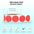 Red Round Thermal Labels 1 Inch Waterproof Vinyl Stickers 500 PCS Red