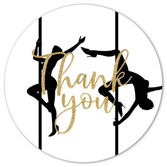 Pole Dancing Thank You Stickers, 40-Pack 2" Pole Dancer Bachelorette Birthday Party Labels, Decorations