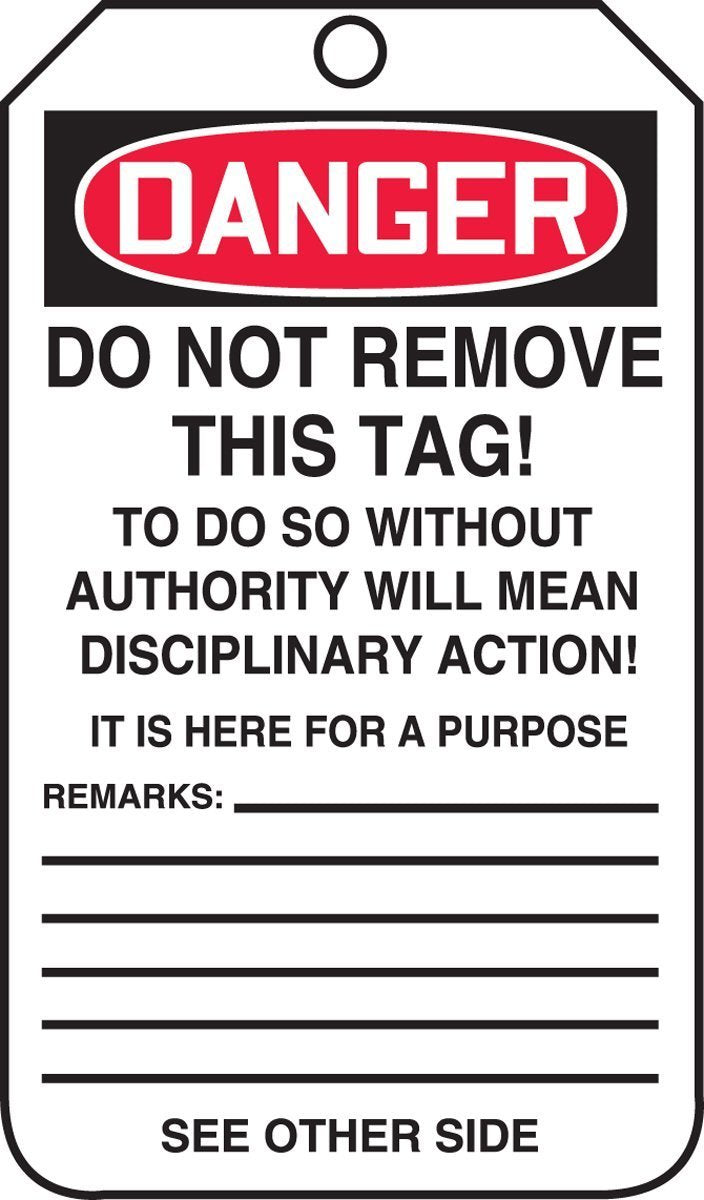 Accuform Signs MDT126CTP Safety Tag, Legend "Danger Unsafe DO NOT USE", 5.75" Length x 3.25" Width x 0.010" Thickness, PF-Cardstock, Red/Black on White (Pack of 25)