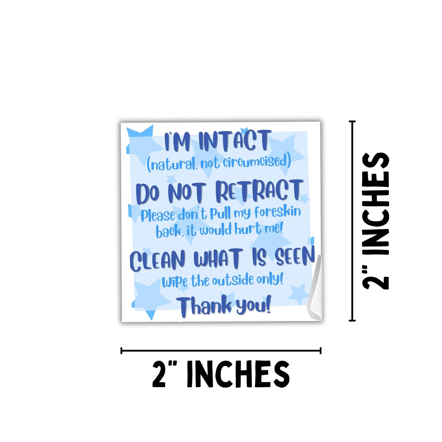 I’m Intact, Don’t Retract Uncircumcised Diaper Sticker | 250/roll 2x2” for Daycare, Nursery, Saving Our Sons Label for Wipes Intact Friendly