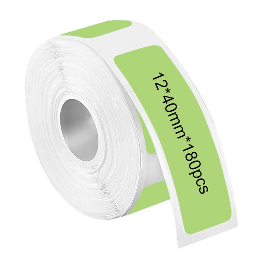 Label Maker Tape Black on Lime Green Sticker Thermal Paper Self-Adhesive Label Tape, 12 x 40 mm (1/2 X 1 1/2 Inch) 180 Tapes/Roll, Pure Small Rectangle Thermal Label Tape Replacement