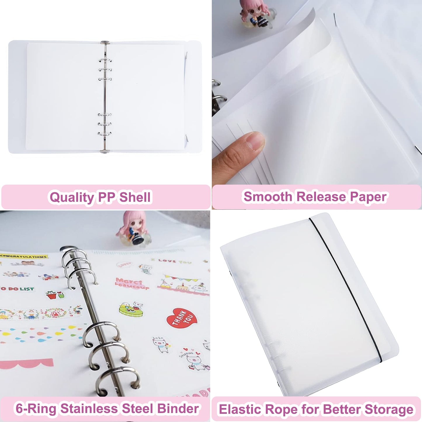 Sticker Collecting Album Reusable Sticker Book PP Frosted Translucent Cover Sticker Album 80 Sheets Blank Sticker Collection Accessories for Collecting Stickers Labels (A5) A5