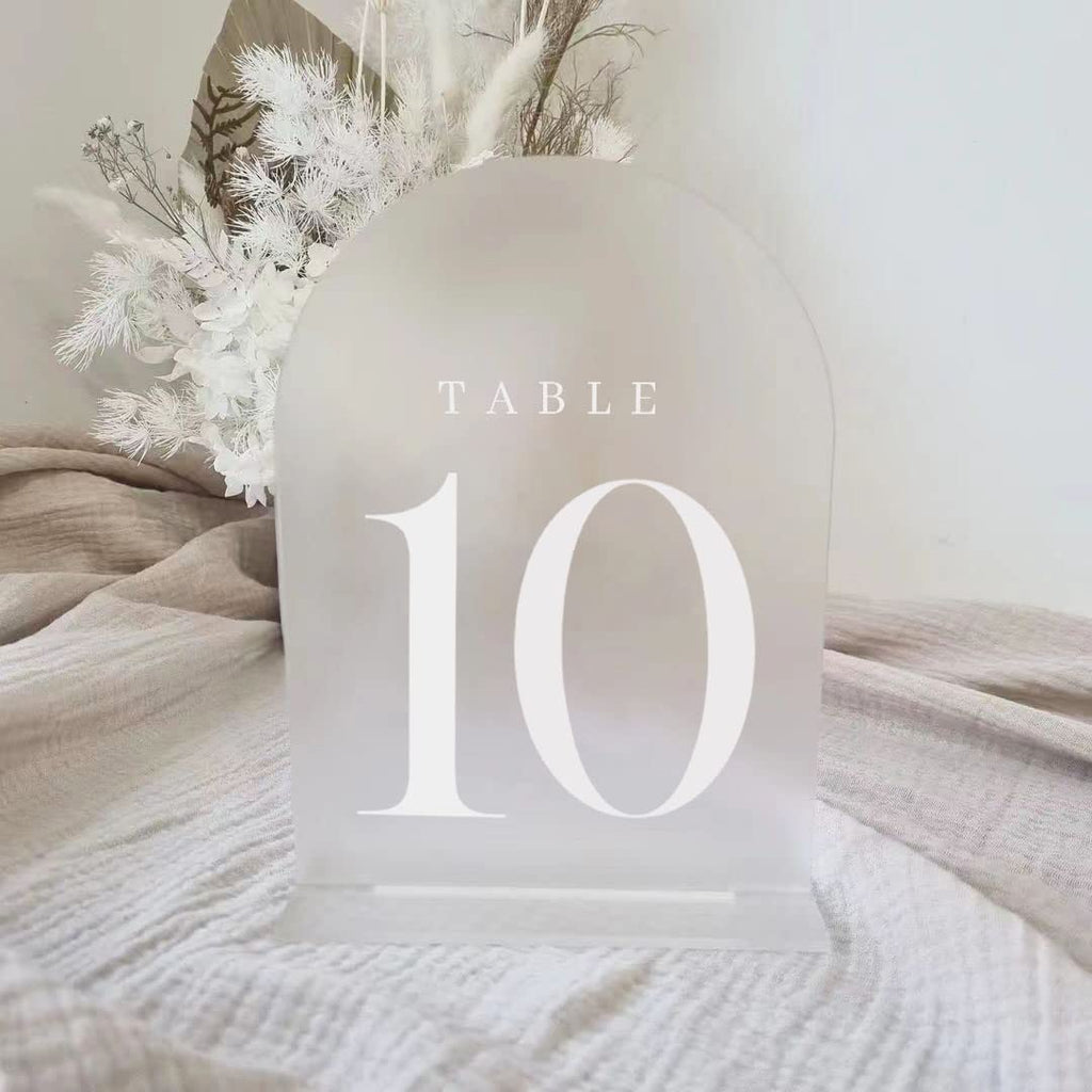 Frosted Arch Table Numbers 1-5 with Stands