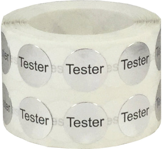 Round Tester Dot Adhesive Stickers, 1/2 Inch Round Labels, 1000 Stickers per Roll, Silver