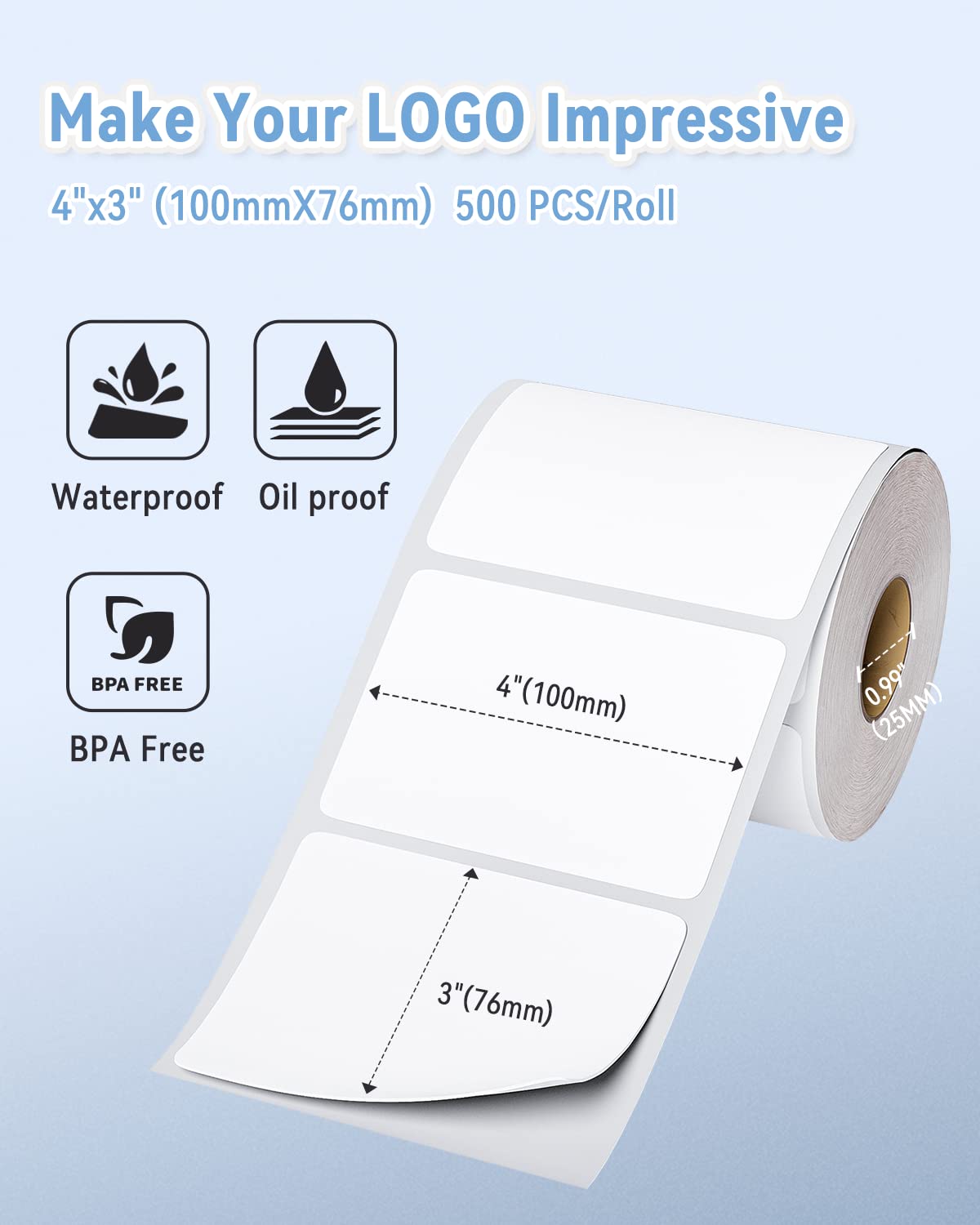 4"x3" Thermal Labels Roll for Small Business Supplies with 2" White Round Label Stickers Roll