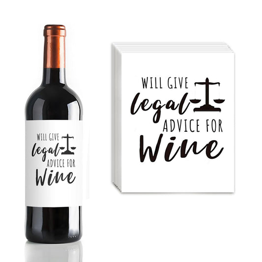 24 Pcs Lawyer Gifts Wine Labels Lawyer Graduation Wine Bottle Stickers Will Give Legal Advice for Wine Labels for Bottles Gifts for Judge Paralegal Prosecutor