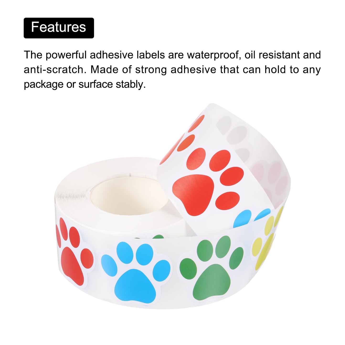 MECCANIXITY Adhesive Label Stickers Mixed Color 500Pcs Paw Prints Stickers 1.5inch Dog Paw Bear Paw Stickers for Children Teacher Fit Crafts Party