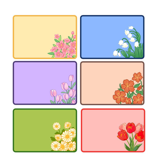 Flower Name Stickers,2"x 3" Name Tag Labels with 6 Designs Flower 240 Pcs Adhesive Name Tags Sticker for School,Office,Home Party,Conferences