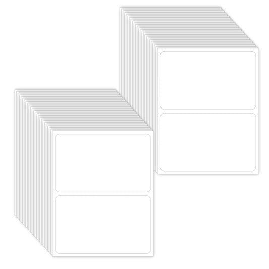 All-Purpose Labels - 50 White Matte Removable Rectangular Labels (11 x 9 cm) for School, Office and Home 4.5 x 3.5 Inch White