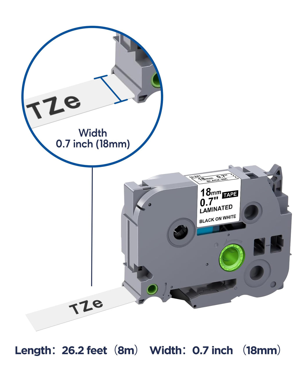 TZe-241 Label Maker Tape 18mm 0.7 Laminated White Replacement for Brother P-Touch Label Maker Refills TZe241 Black on White 3/4 Inch TZe Tz Tape Work with Brother PT-D400 PTD410 PTD600, 4-Pack