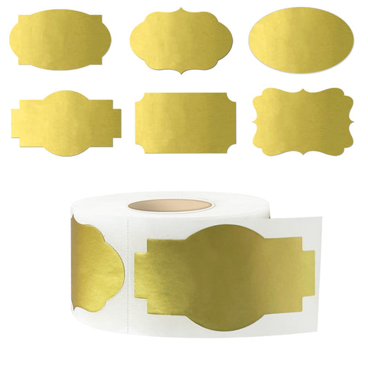 350 PCS Gift Tags Stickers Name Labels Stickers,2" x 1.2" Fancy Shape Stickers Self-Adhesive Handmade Bottle All-Purpose Jar Labels for Presents Cosmetic Decoration Jars Food Craft (Gold) Gold 2*1.2 inch