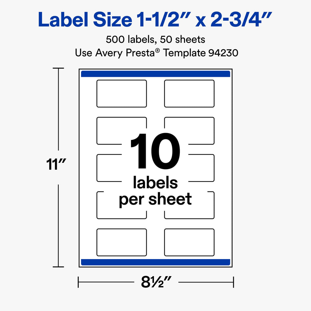 Avery® Matte White Rectangle Labels, 1.5" x 2.75", 500 Total 500 labels