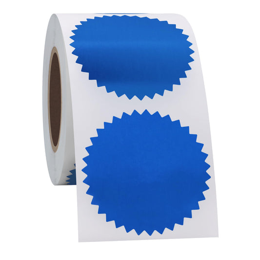 2" Certificate Paper Reward Stickers Embossing Labels with Serrated Edge 300 Stickers, Bright Foil Paper, Blue